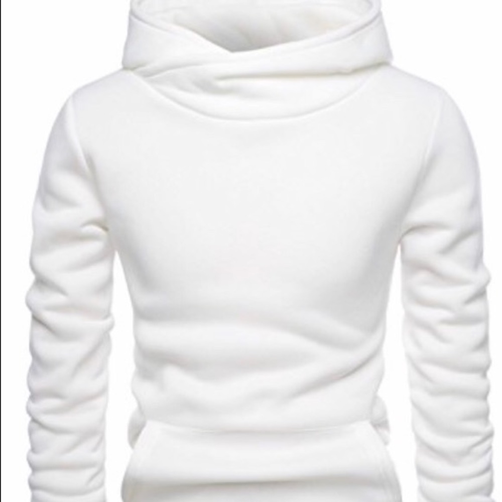 Funnel Neck Fleece Lined Hoodie | White